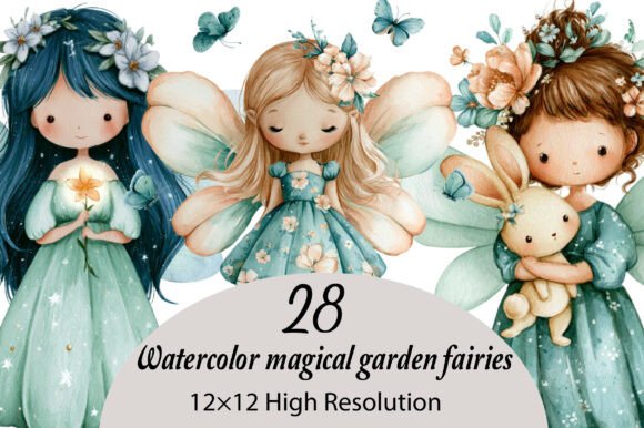 Download Watercolor Magical Garden Fairies - Premium Resources