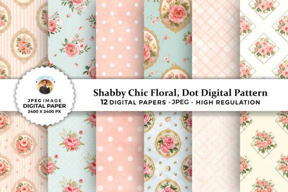 Download Shabby Chic Floral, Dot Digital Patterns - Chic floral Collection