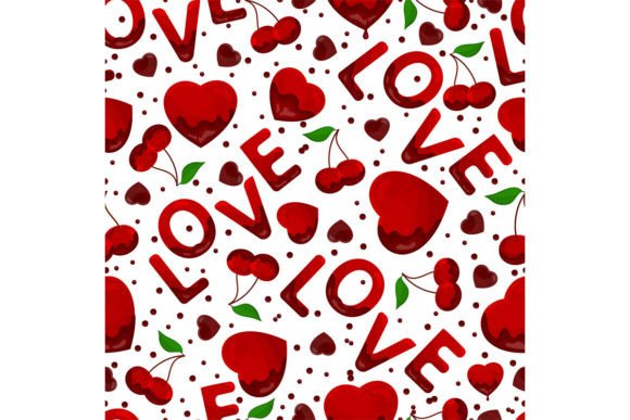Download Seamless Pattern with Red Cherries,heart - Red cherries Collection