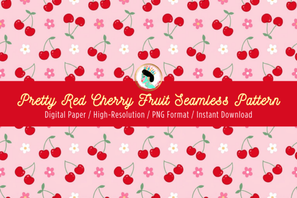 Download Pretty Red Cherries Seamless Pattern PNG - Red cherries Collection