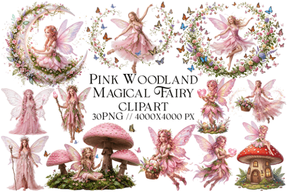 Download Pink Woodland Magical Fairy Clipart - Magical Collection