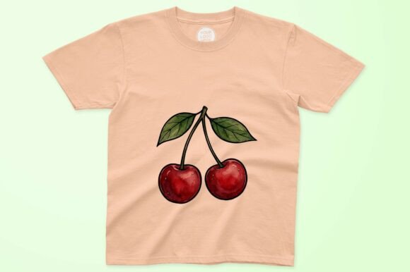 Download Pair of Bright Red Cherries with Stems - Premium Resources