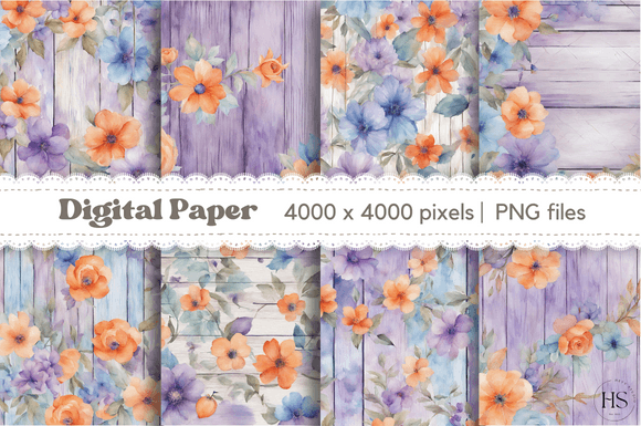 Download 8 Pastel Spring Shabby Chic Floral Wood - Chic floral Collection