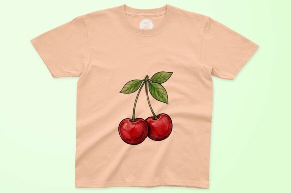 Download Pair of Bright Red Cherries with Stems - Premium Resources