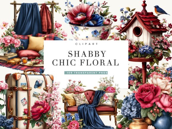 Download Shabby Chic Floral Clipart Bundle - Chic floral Collection
